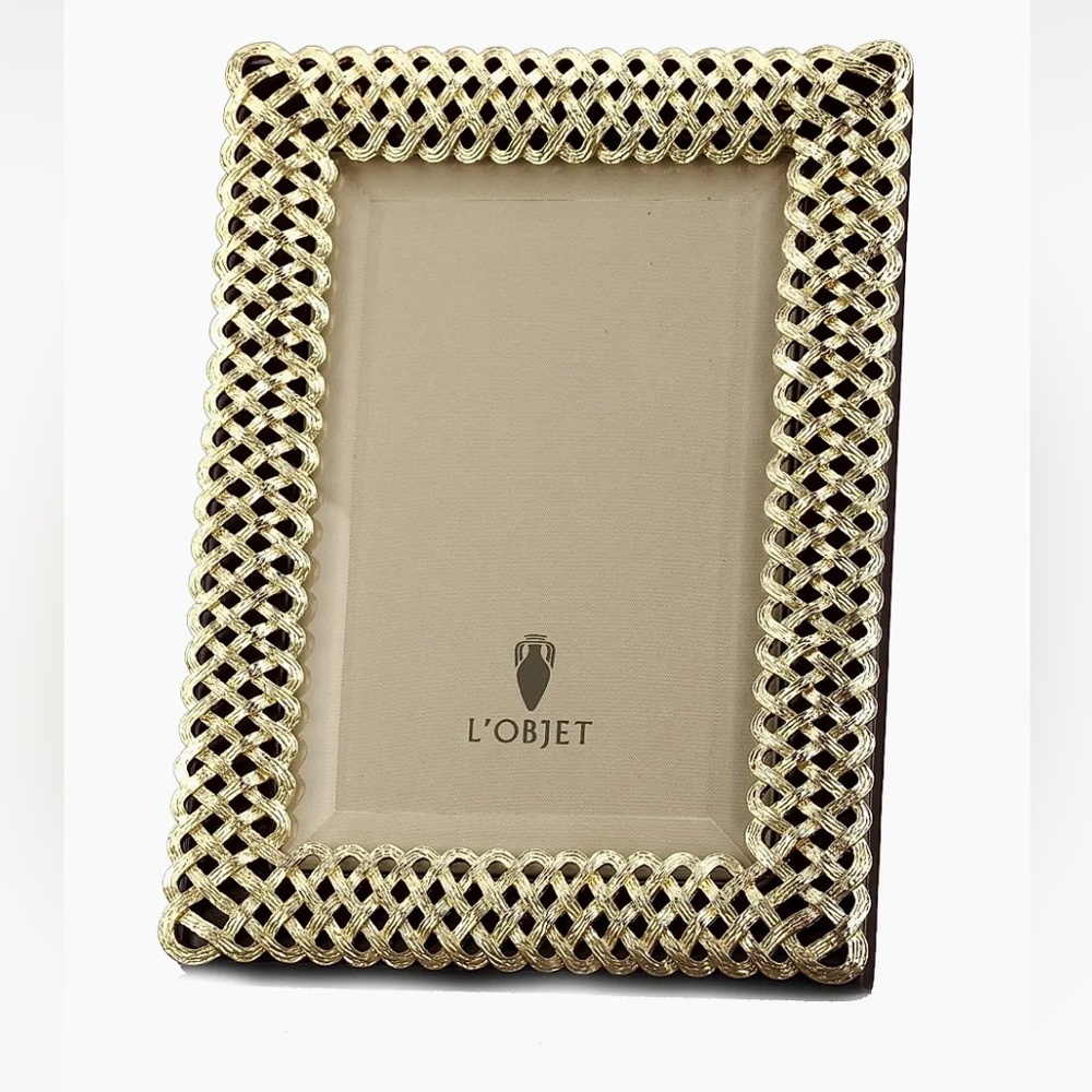 🖼 L’OBJET Goldtone Braid 5x7 Photo Frame – Luxury Handcrafted Gift Boxed